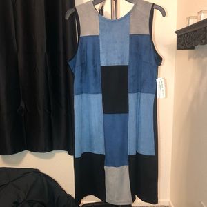 Sleeveless Velvet Block Pattern Dress